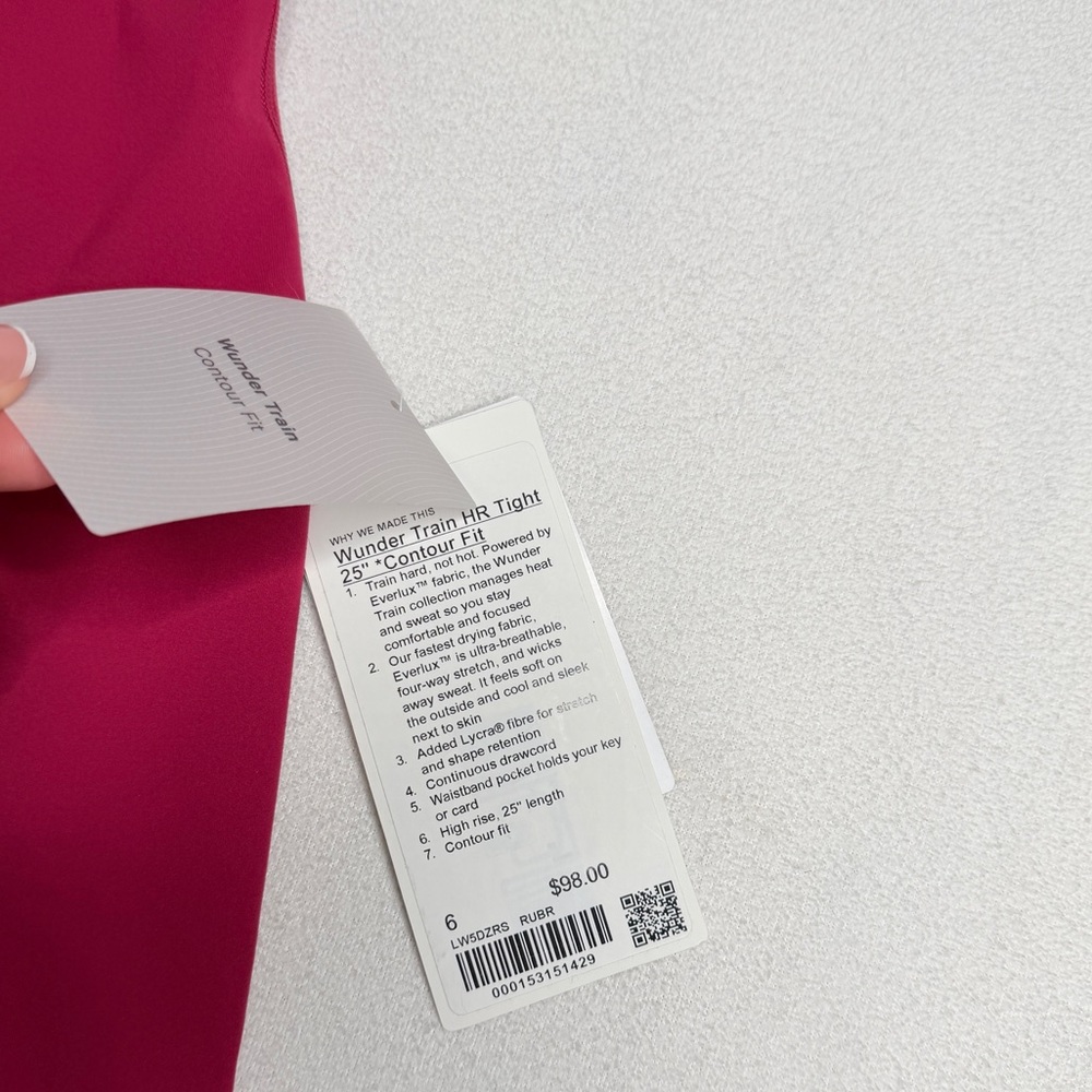 ✨NWT•Lululemon Wunder Train Contour Fit High-Rise Tight 25"•Ruby Red❤️💕 - Picture 12 of 14
